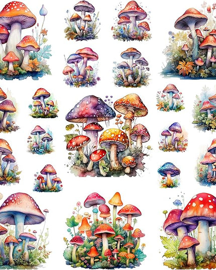 XERE 400 Pcs Mushrooms Flora and Fauna Scrapbook Stickers Set for Scrapbooking and Journaling Notebooks, Junk Journal Supplies, Sketchbook, Bookmark Making, Planner Sticker
