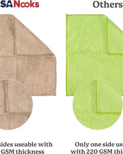 USANOOKS Microfiber Cleaning Cloth - Beige - 100Pcs (12.5x12.5 inch) High Performance - 1200 Washes, Ultra Absorbent Car Towel Traps Grime & Liquid for Streak-Free Mirror Shine - car Washing Cloth
