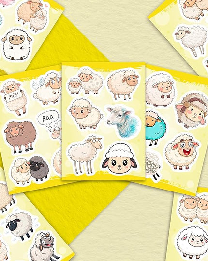 100Pcs Sheep Stickers for Scrapbooking - Sheep Gifts, Party Supplies - Lamb & Farm Animal Stickers - Gift for Women & Men