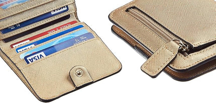 Toughergun Women’s Small Slim Leather Wallet with RFID Protection, Compact Bifold Mini Purse with Clear ID Window