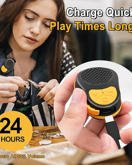 Wearable Bluetooth Speaker Clip On, Small Portable Speaker, Waterproof Bluetooth Mini Speaker with Microphone for Workout Running Up to 24H Playtime(Black+Orange)