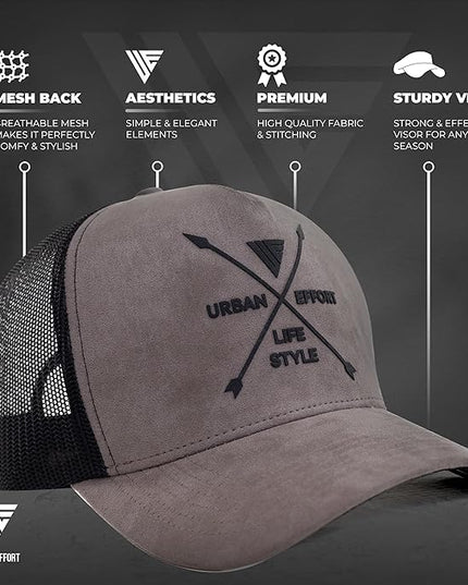 Urban Effort Mesh Back Cap - for Men and Women Baseball Hat 5-Panel Trucker Hat - Great Snapback Closure for Hunting & Hiking
