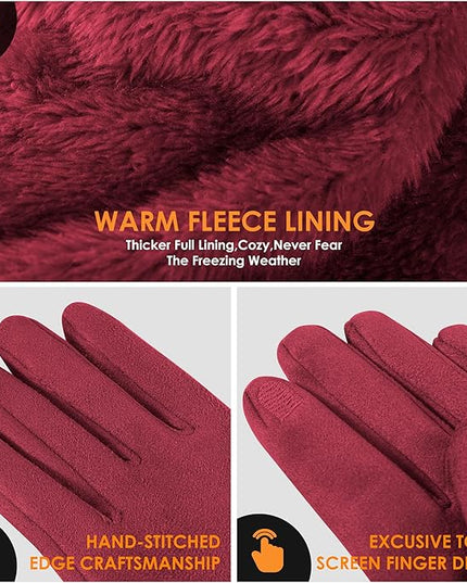 Cold Weather Womens Gloves, Winter Gloves for Women Thermal Warm Fleece Lined, Touchscreen Gloves for Christmas Gifts