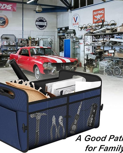 Femuar Car Trunk Organizer,Car Storage Organizer with 72L Large Capacity Waterproof Collapsible and 11 Pockets,Trunk Organizer for Car Suv/Jeep/Sedan, Large Size,Blue
