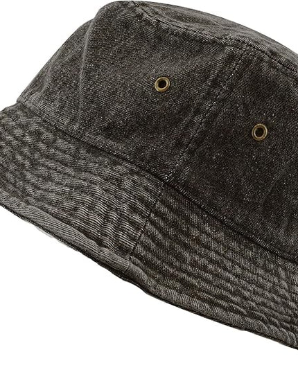 The Hat Depot Bucket Hat - Unisex 100% Cotton & Denim UPF 50 Packable Summer Travel Beach Sun Hat