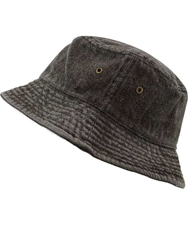The Hat Depot Bucket Hat - Unisex 100% Cotton & Denim UPF 50 Packable Summer Travel Beach Sun Hat