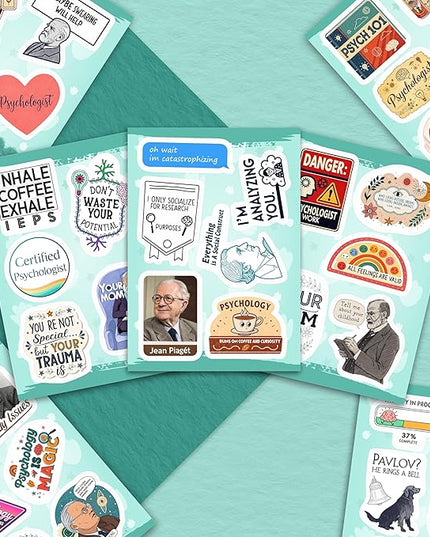 100Pcs Psychology Stickers for Laptop, for Water Botttle - Funny Psychologist Stickers for Therapist - Psychology Party Supplies - Gift for Women & Men