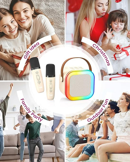 Karaoke Machine for Kids Adults, Portable Bluetooth Speaker with 2 Wireless Karaoke Mics Player,2026 TOP Birthday Gifts Toys for Girls 3,4, 5, 6, 7, 8+Years Old Toddler(Off-White)