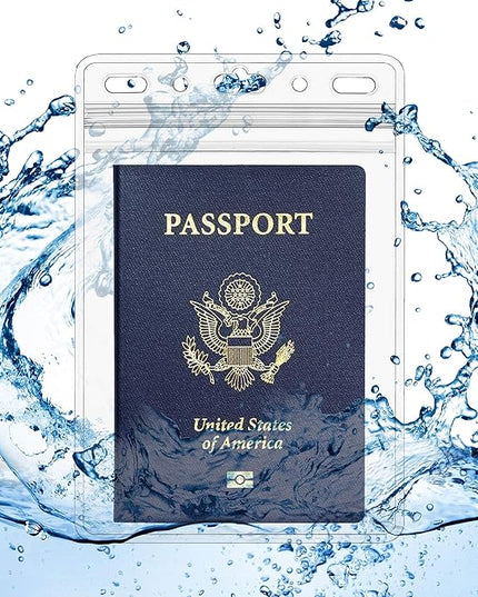 Claev Fast Seal Vertical 4x6 Passport & Card Holders (4x6 Extra Large (XXL), 50 Pack), Clear Waterproof ID Plastic Name Card Badge Holders for Travel, Conferences, Conventions