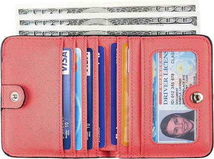 Toughergun Women’s Small Slim Leather Wallet with RFID Protection, Compact Bifold Mini Purse with Clear ID Window