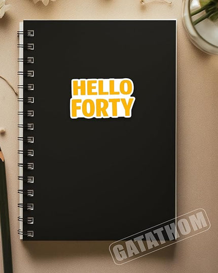 (3Pcs) Hello Forty Stickers – Happy 40th Birthday Sticker Cheers to 40 Years Waterproof Vinyl Decals for 40th Birthday Gifts, Water Bottles, Scrapbooks, Journals, 3 x 1.8 inch