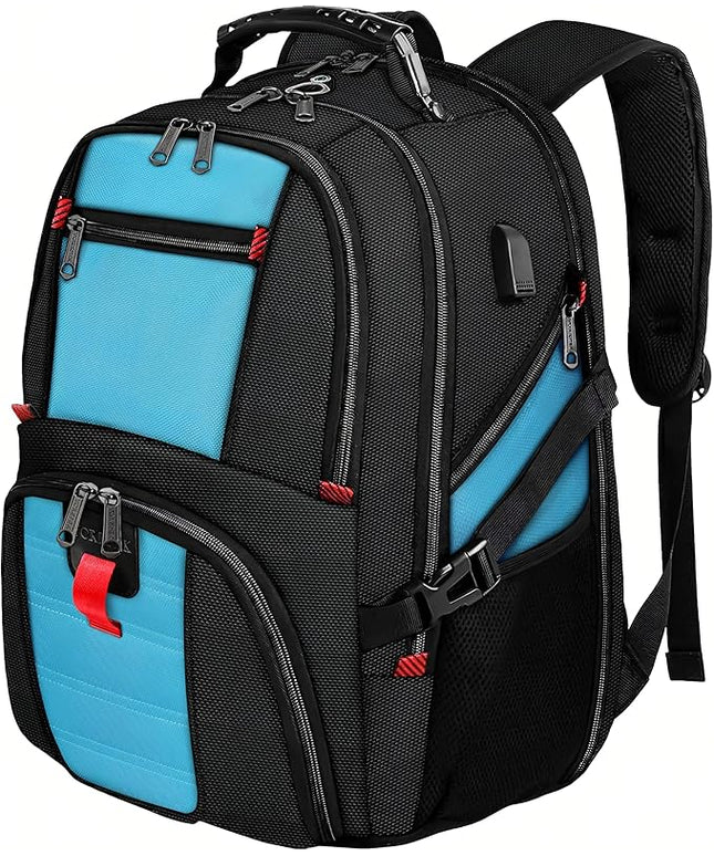YOREPEK Travel Backpack, Extra Large 50L Laptop Backpacks for Men Women, Water Resistant College Student Bookbag Airline Approved Business Work Bag with USB Charging Port Fits 17 Inch Computer, Blue