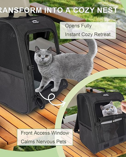 Dog Carrier Backpack for Cats and Puppies,up to 13 lbs,Portable and Breathable Mesh, Storage Pockets, and Built-in Safety,Pet Carrier for Hiking and Outdoor Use,Black