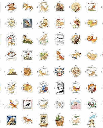 100Pcs Bearded Dragon Stickers for Water Bottle - Bearded Dragon Party Supplies - Gift for Women & Men
