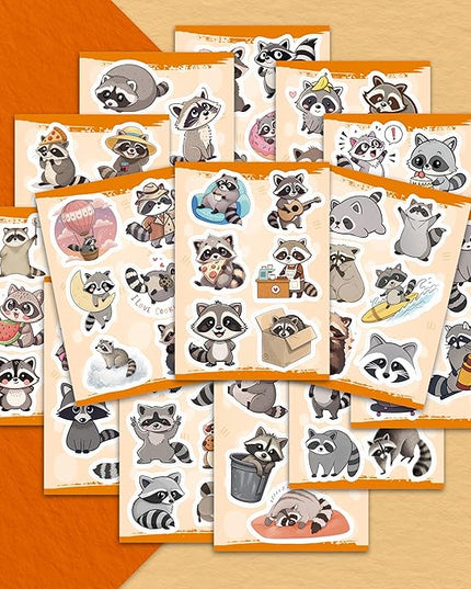 100Pcs Raccoon Stickers for Water Bottle, Laptop - Raccoon Gifts & Party Supplies - Gift for Women & Men