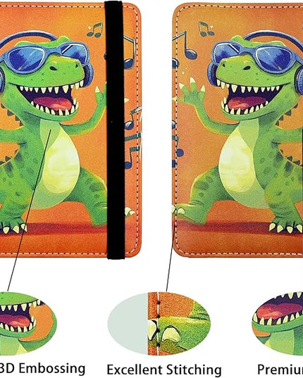 Dinosaur Passport Holder for Women and Men PU Leather Passport Cover for Travel