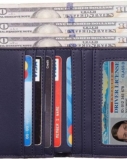 Toughergun Women’s Small Slim Leather Wallet with RFID Protection, Compact Bifold Mini Purse with Clear ID Window