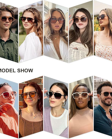 SOJOS Retro Aviator Sunglasses for Women Men,Trendy Rectangle Womens Mens Shades Sun Glasses SJ2202