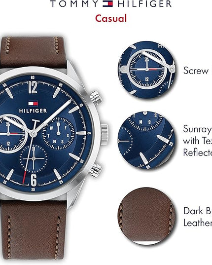 Tommy Hilfiger Men's Multifunction Watch – Stainless Steel, Classic Quartz Timepiece