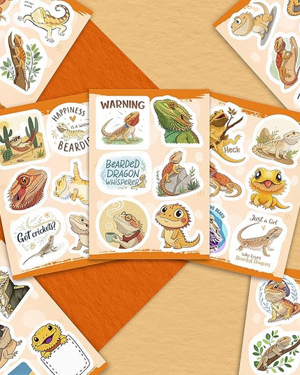 100Pcs Bearded Dragon Stickers for Water Bottle - Bearded Dragon Party Supplies - Gift for Women & Men