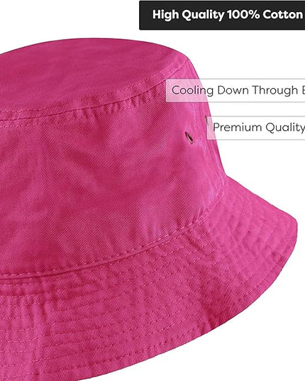 The Hat Depot Bucket Hat - Unisex 100% Cotton & Denim UPF 50 Packable Summer Travel Beach Sun Hat