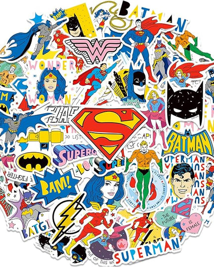Superhero Stickers for Boys– 50PCS Cartoon Stickers for Kids, Teens, Adults – Sticker Waterproof for Laptop, Water Bottle, Phone, Skateboard, Scrapbook, Party Favors, Gifts