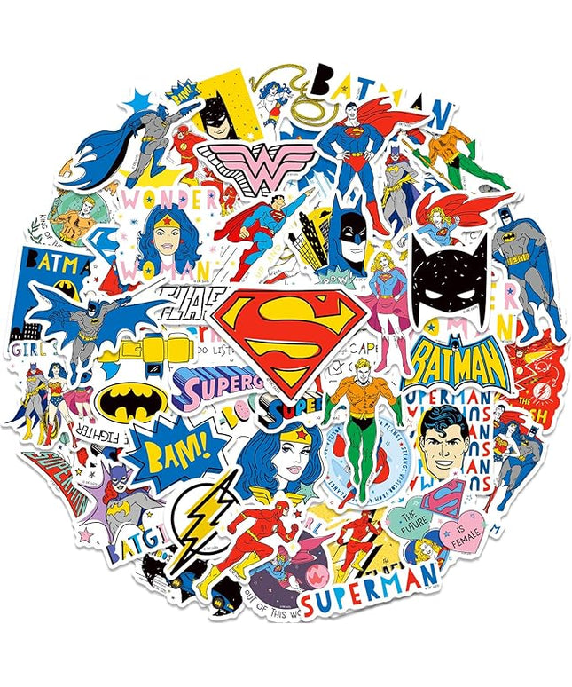 Superhero Stickers for Boys– 50PCS Cartoon Stickers for Kids, Teens, Adults – Sticker Waterproof for Laptop, Water Bottle, Phone, Skateboard, Scrapbook, Party Favors, Gifts