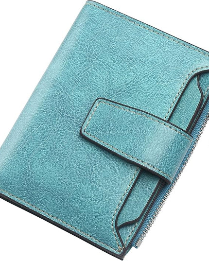 Lavemi Small Compact Women Wallet RFID Blocking Genuine Leather Bifold Purse with ID Windows