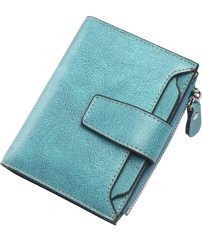 Lavemi Small Compact Women Wallet RFID Blocking Genuine Leather Bifold Purse with ID Windows
