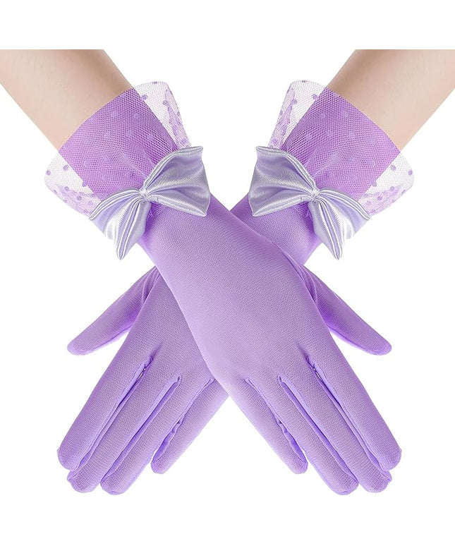 BABEYOND Lace Gloves for Women - Bow Short Prom Gloves Evening Elegant Accessories for Wedding Opera Party