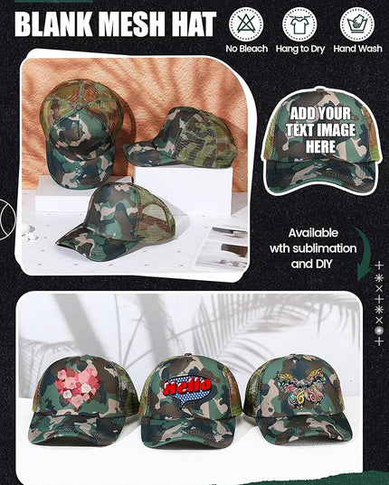 10 Pcs Sublimation Blank Trucker Hats Bulk Mesh Baseball Cap Polyester Mesh Trucker Hat for Men and Women