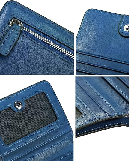 AINIMOER Small Leather Wallet for Women, Ladies Credit Card Holder RFID Blocking Women's Mini Bifold Pocket Purse
