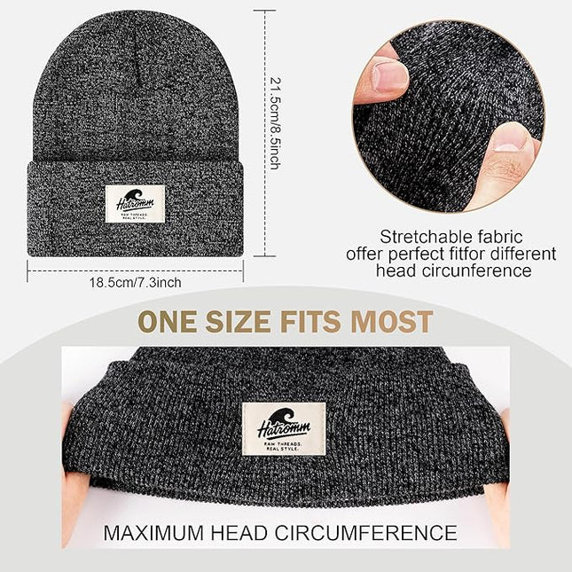 3 Packs Winter Beanie Hats for Men Women, Unisex Soft Warm Thick Beanies, Cuffed Knit Skull Cap