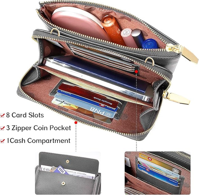 KUKOO Small Crossbody Bag Cell Phone Purse Wallet with Credit Card Slots for Women