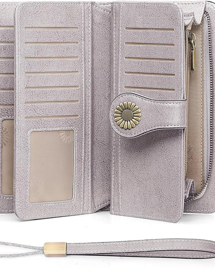 SENDEFN Wallets for Women Leather Credit Card Holder with RFID Blocking Large Capacity Wristlet | with RFID Blocking, Large Capacity, Wristlet, with RFID Blocking, Large Capacity, Wristlet