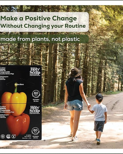 100% Compostable Trash Bags 3.2 Gallon - 120 Pack - Small Drawstring Compost Bags, Eco Friendly Food Scraps Recycling Bag for Kitchen Waste Bin - BPI Certified, OK Compost Home