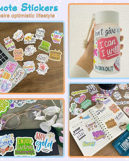 Inspirational Stickers,150Pcs Motivational Stickers for Water Bottles Positive Quote Sticker for Journaling Scrapbook Aesthtic Waterproof Vinyl Laptop Decals for Teens Adults Kids Teachers