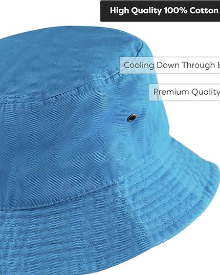 The Hat Depot Bucket Hat - Unisex 100% Cotton & Denim UPF 50 Packable Summer Travel Beach Sun Hat