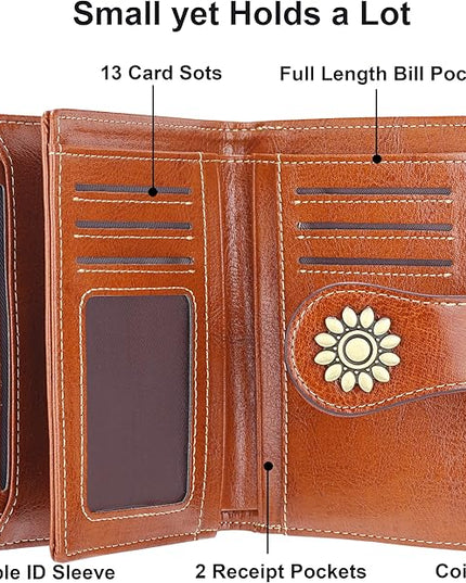 Lavemi Womens Leather Wallet Small Compact RFID Blocking Credit Card Case Purse with Zipper Pocket | Small, Compact, RFID Blocking, Zipper Pocket, Small, Compact