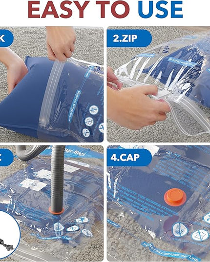 Vacuum Storage Bags with Electric Air Pump 16 Combo (4 Jumbo/4 Large/4 Medium/4 Small), Plastic Packaging Bags,Travel Vacuum Bags For Luggage,Clothes, Pillows, Comforters, Blankets, Bedding