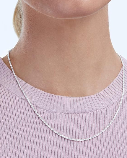 Amazon Essentials Sterling Silver Diamond Cut 14 Inches Rope Chain Necklace