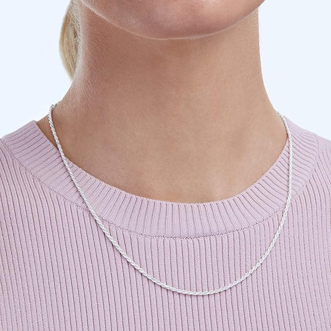Amazon Essentials Sterling Silver Diamond Cut 14 Inches Rope Chain Necklace