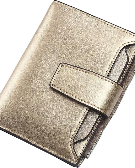 Lavemi Small Compact Women Wallet RFID Blocking Genuine Leather Bifold Purse with ID Windows