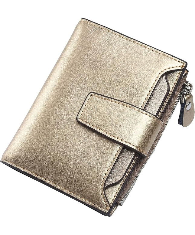 Lavemi Small Compact Women Wallet RFID Blocking Genuine Leather Bifold Purse with ID Windows