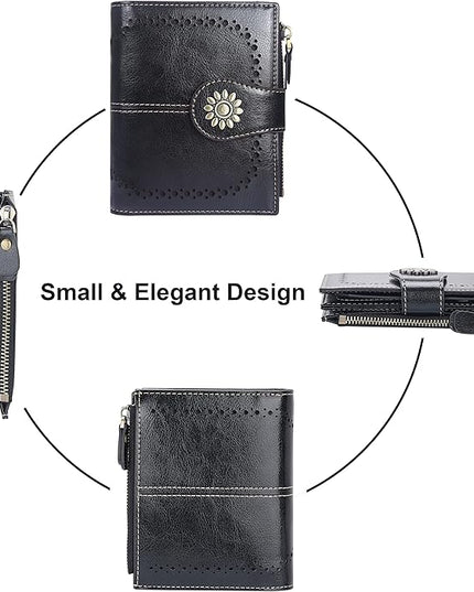 Lavemi Womens Leather Wallet Small Compact RFID Blocking Credit Card Case Purse with Zipper Pocket | Small, Compact, RFID Blocking, Zipper Pocket, Small, Compact