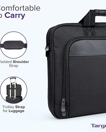 Targus Classic Slim Laptop Bag - Ergonomic Briefcase and Messenger Bag - Spacious Foam Padded for Laptops and Under