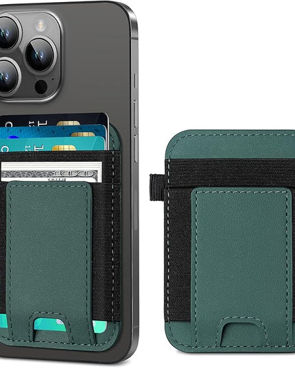 For Magsafe Wallet, Strongest Magnetic Wallet for iPhone 17/16/15/14/13/12 Series, for Magsafe Card Holder with 2 Card Slots, Magnetic Card Holder, RFID Blocking, Vegan Leather, Hold 7 Cards, Green