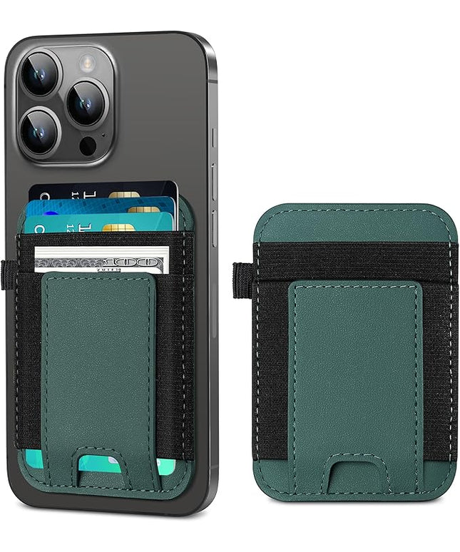 For Magsafe Wallet, Strongest Magnetic Wallet for iPhone 17/16/15/14/13/12 Series, for Magsafe Card Holder with 2 Card Slots, Magnetic Card Holder, RFID Blocking, Vegan Leather, Hold 7 Cards, Green