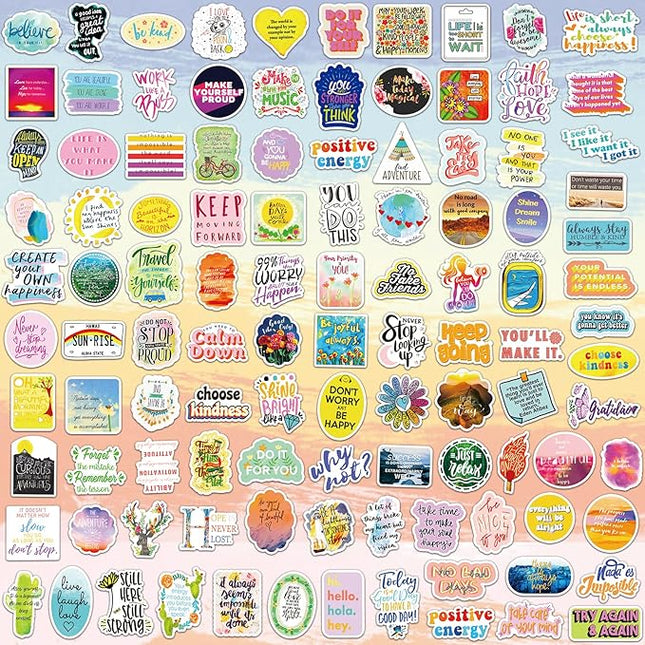 150Pcs Motivational Stickers for Kids Teens Students Teachers Planners Inspirational Quote Stickers Waterproof Vinyl Sticker for Water Bottles Laptop Scrapbook Journal