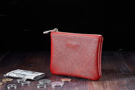 Chelmon Vegan Leather Coin Purse Pouch Change Purse With Zipper For Men Women